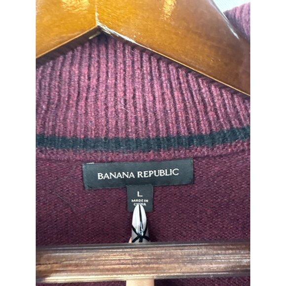 Men’s Banana Republic Large Maroon 3/4 zip Sweater - Picture 5 of 6